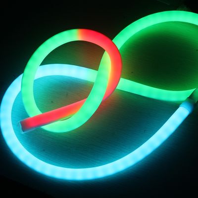 24V সুন্দর পিক্সেল চ্যাসিং নেতৃত্বাধীন নিওন RGB 360 ডিগ্রী নরম রিবন টিউব সিলিকন উপাদান